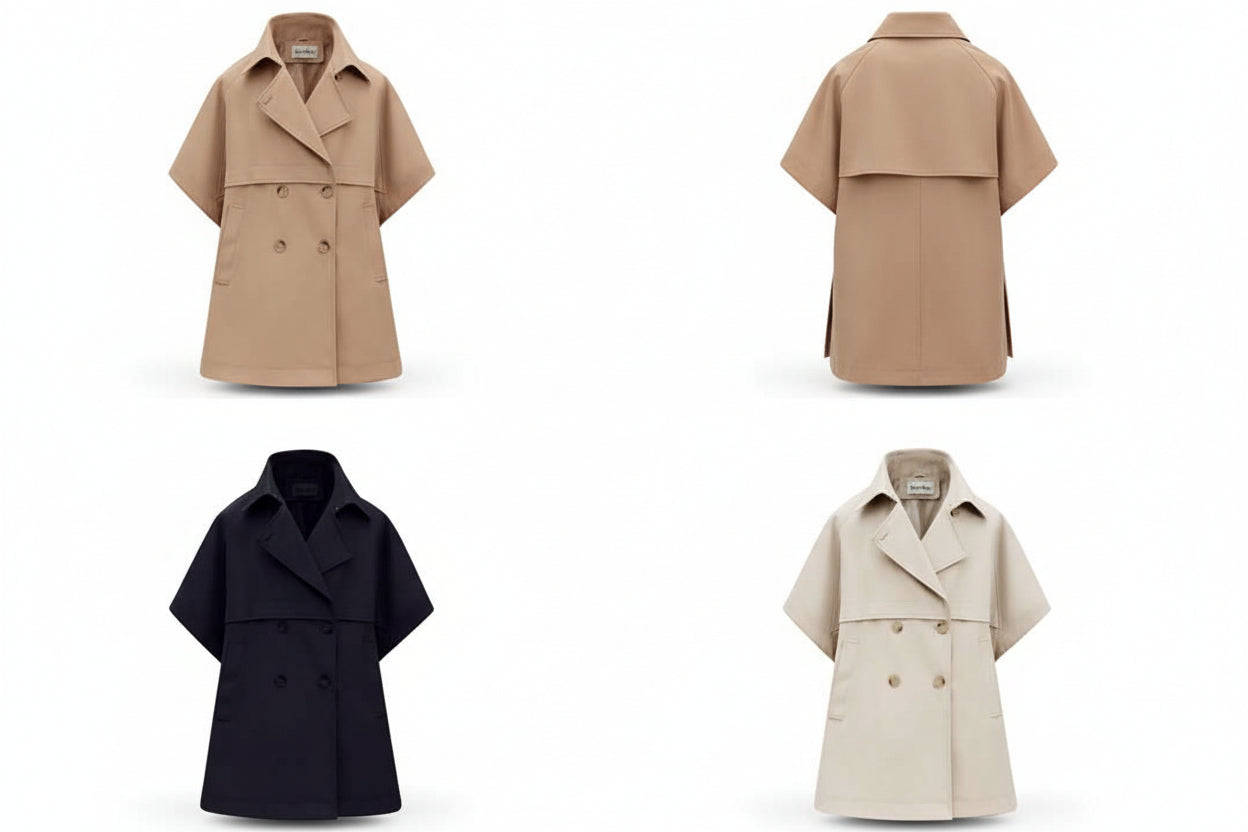 Trench a Cappa Oversize Senza Maniche – Eleganza Moderna e Stile Statement
