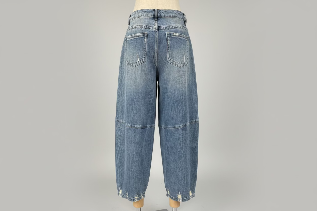 Jeans Balloon Donna – Denim Vita Alta a Gamba Ampia di Tendenza
