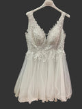 Abito corto bianco in Abito in Tulle Corto con Pizzo e Strass – Vestito Elegante da Cerimonia e Festa