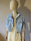 Giubbotto Corto in Denim Effetto Macramè