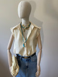 Camicia Manica Corta in Tencel Giallo Pastello