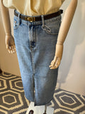Gonna in Denim Midi 5 Tasche con Spacco Frontale