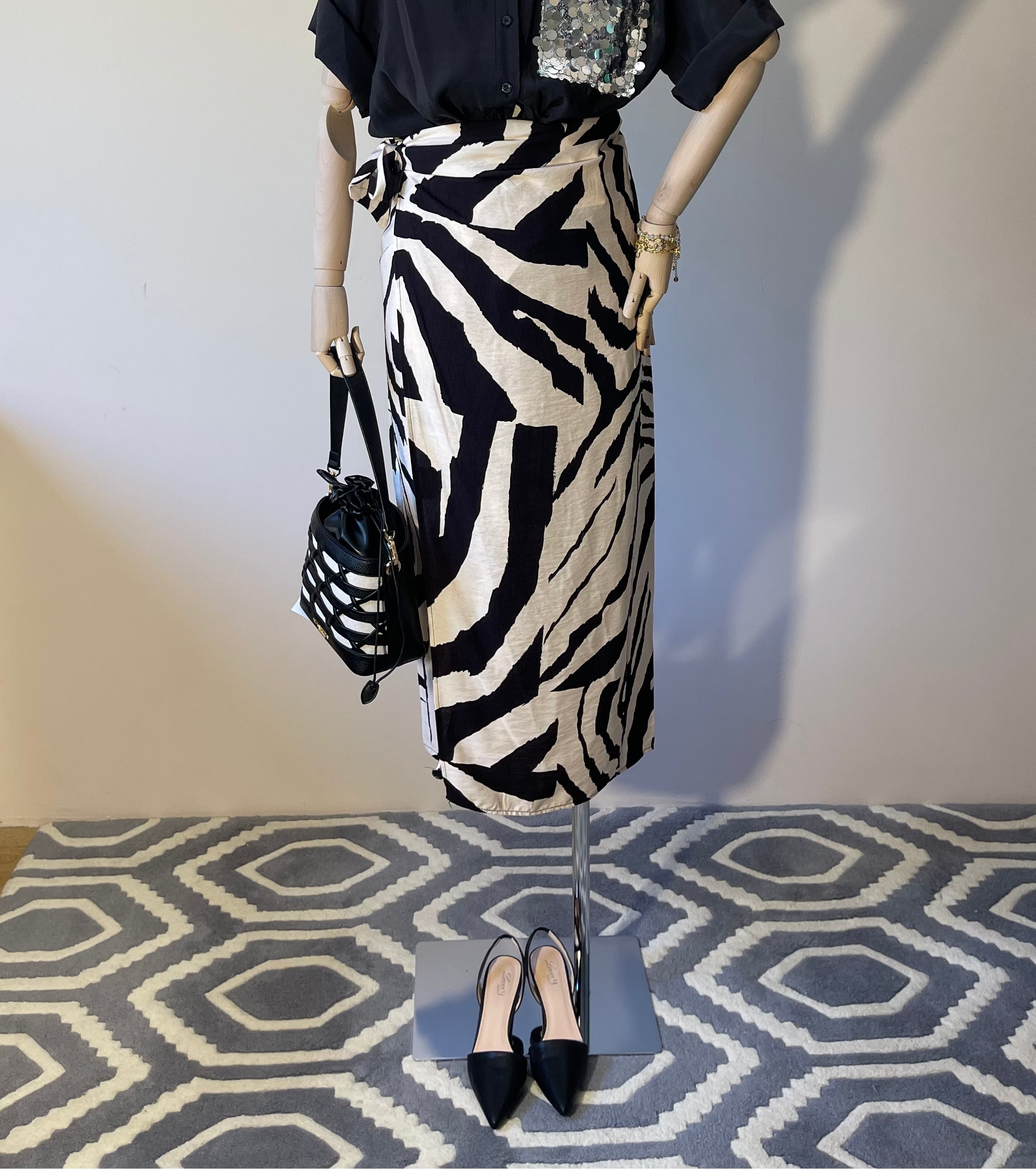 Gonna Pareo in Cotone Stampa Zebra