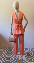 Tailleur in Cady Salmone Senza Maniche