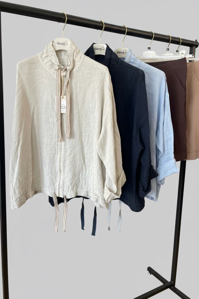 Giubbotto Leggero in Lino con Zip