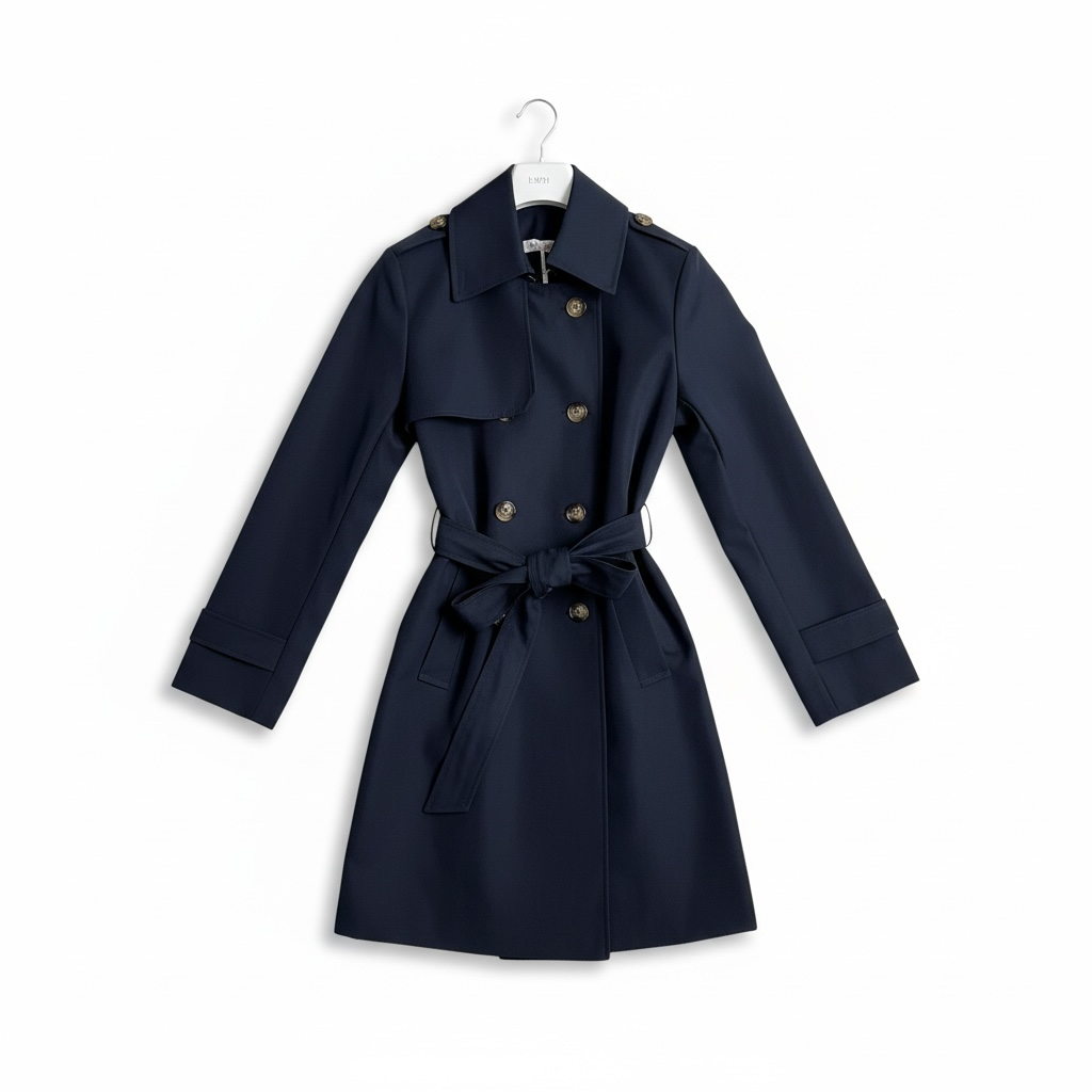 Trench Blu Lunghezza Media – Cappotto Elegante e Versatile da Mezza Stagione