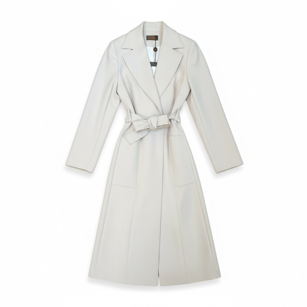Cappotto Mezzo Peso con Cintura Blu – Eleganza Sartoriale Stile Armani