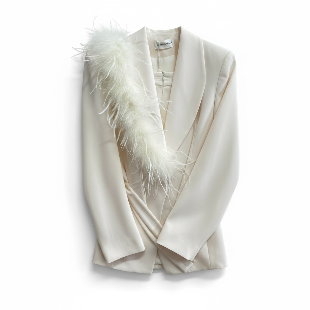 Tailleur con Piume Elegante – Completo Donna Glamour e Raffinato