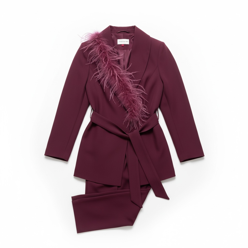 Tailleur con Piume Elegante – Completo Donna Glamour e Raffinato