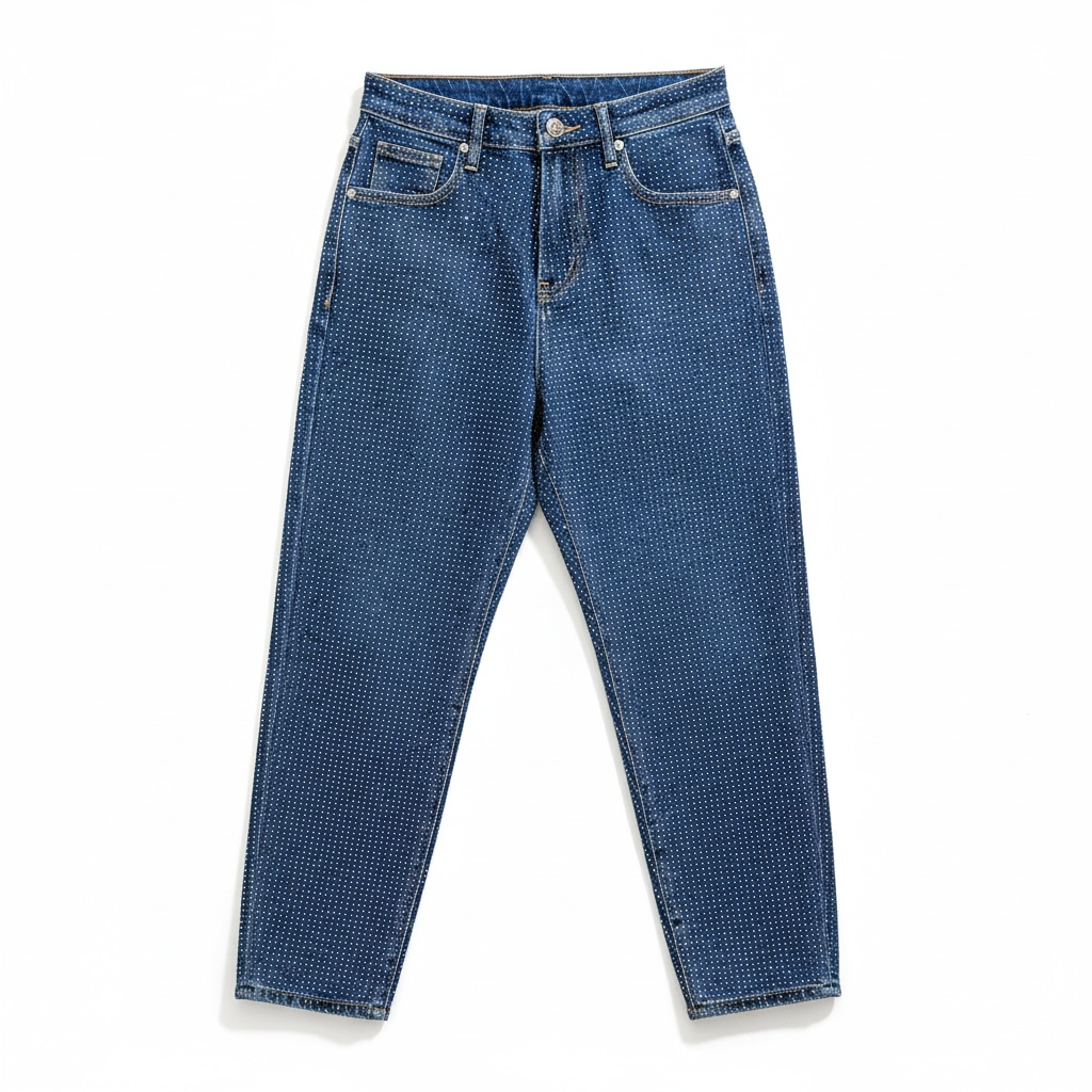 Jeans Mom Fit Tutto Strassato – Denim Donna Glamour e di Tendenza