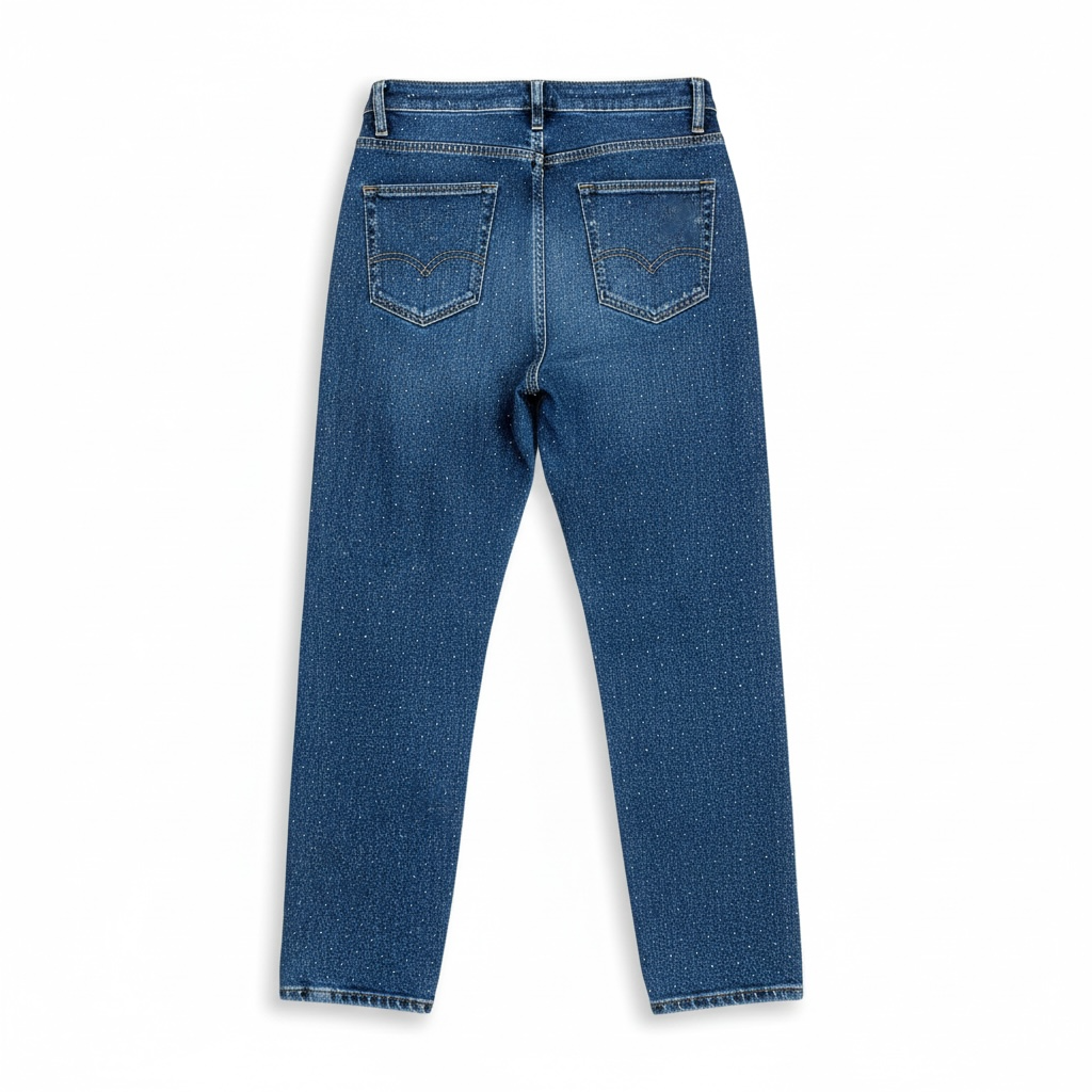 Jeans Mom Fit Tutto Strassato – Denim Donna Glamour e di Tendenza