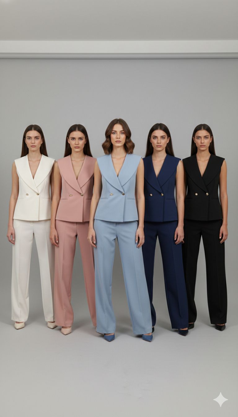 Tailleur Donna Giromanica Elegante – Completo con Gilet e Pantalone, Vestibilità Moderna